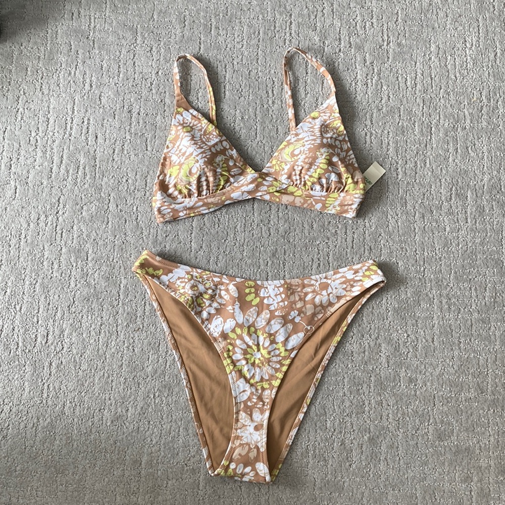Aerie Floral Bikini Set - Brown and Yellow